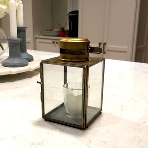 Antiqued Brass Votive Lantern